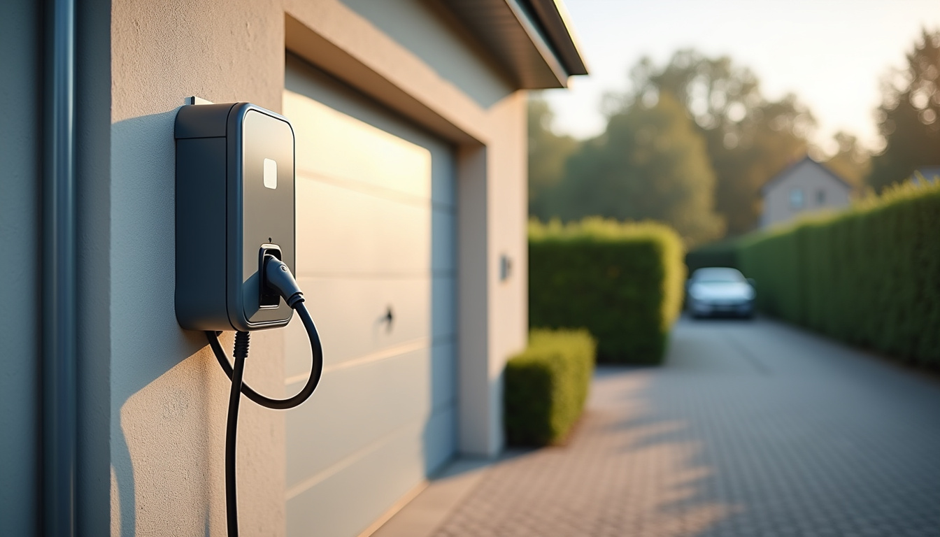 Borne de recharge électrique installée à l’extérieur d’un domicile à Masnières