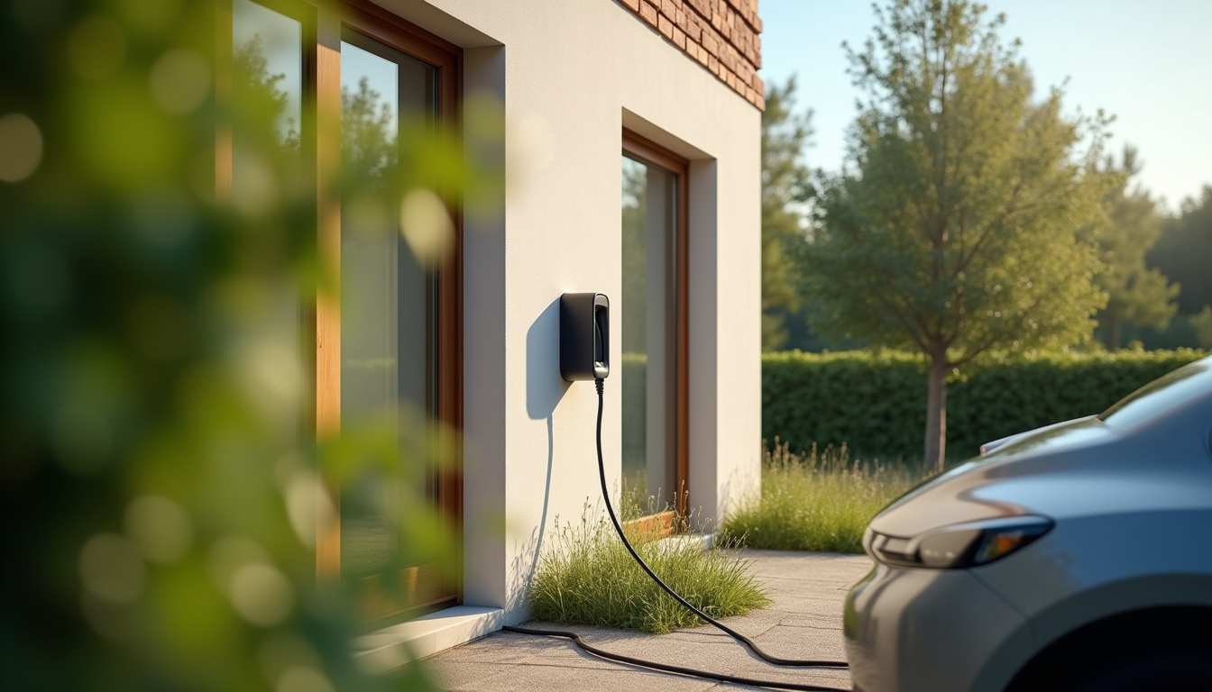 Borne de recharge électrique installée à l'extérieur d'une maison à Arandon-Passins
