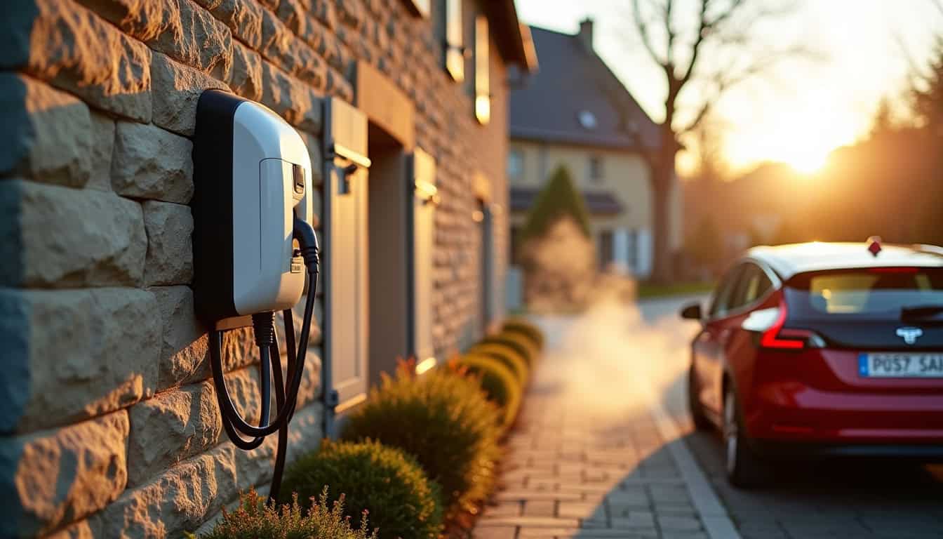 Borne de recharge électrique installée à l'extérieur d'une maison à Arnay-le-dur