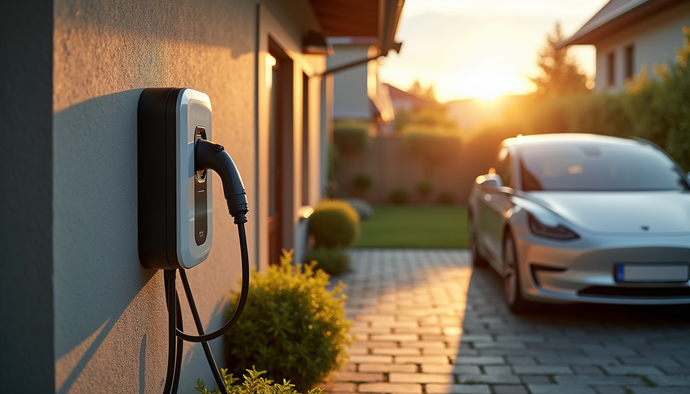 Borne de recharge électrique installée à l'extérieur d'une maison à Blagny