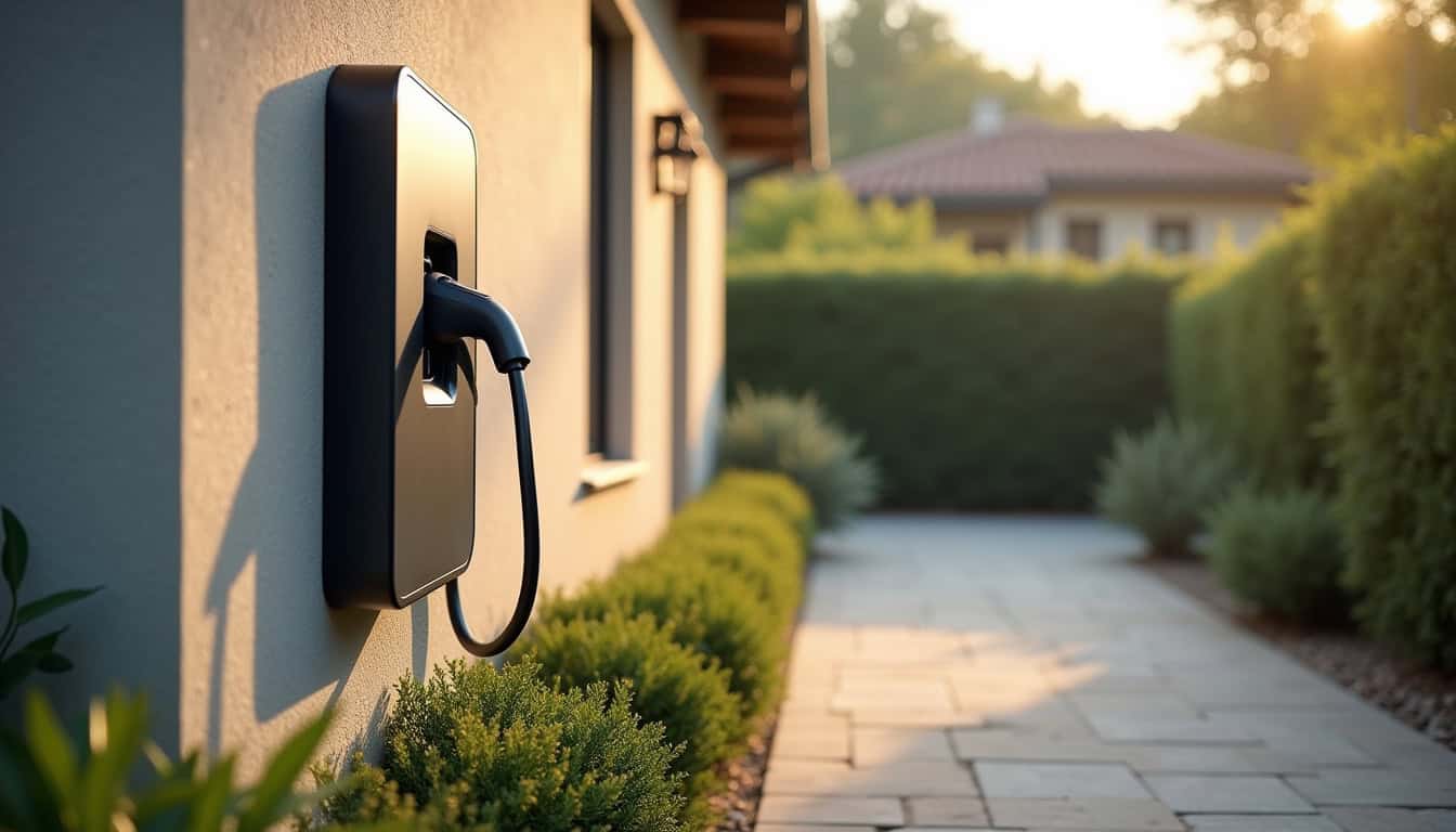 Borne de recharge électrique installée à l'extérieur d'une maison à Castanet-Tolosan
