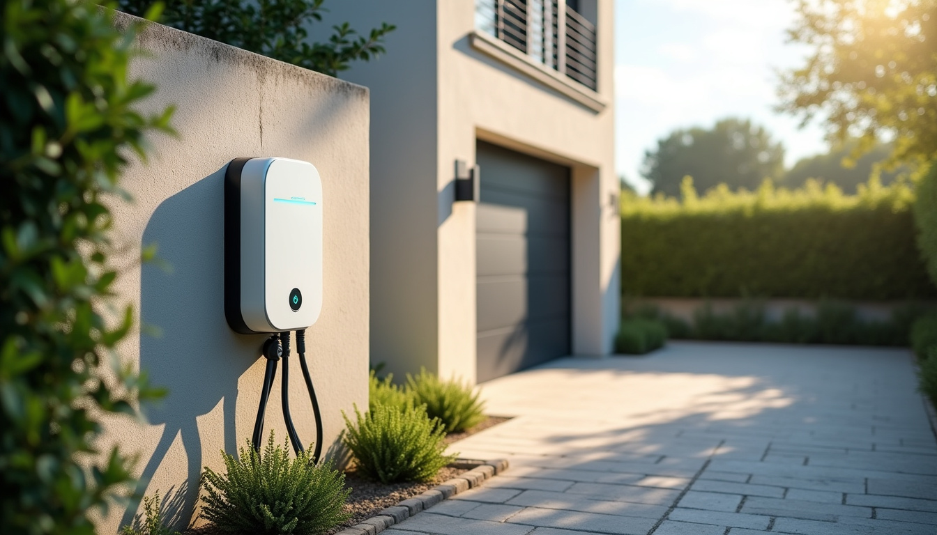 Borne de recharge électrique installée à l'extérieur d'une maison à Cézac