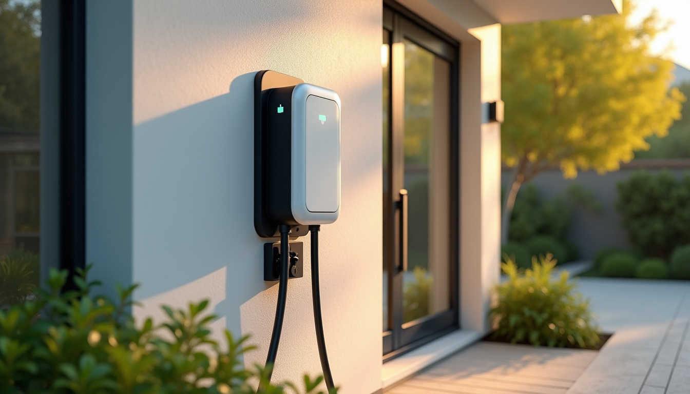 Borne de recharge électrique installée à l'extérieur d'une maison à Chaveyriat