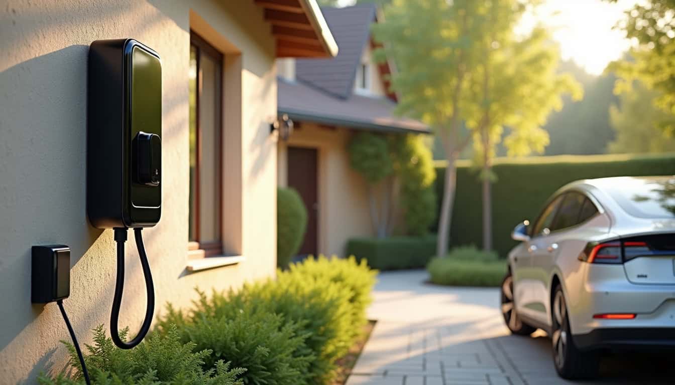 Borne de recharge électrique installée à l'extérieur d'une maison à Cormicy