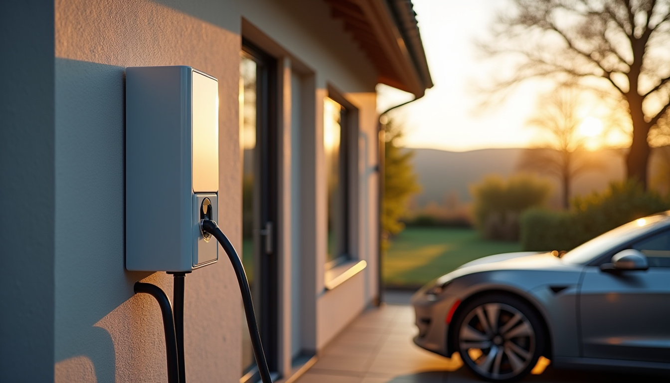 Borne de recharge électrique installée à l'extérieur d'une maison à Estevelles