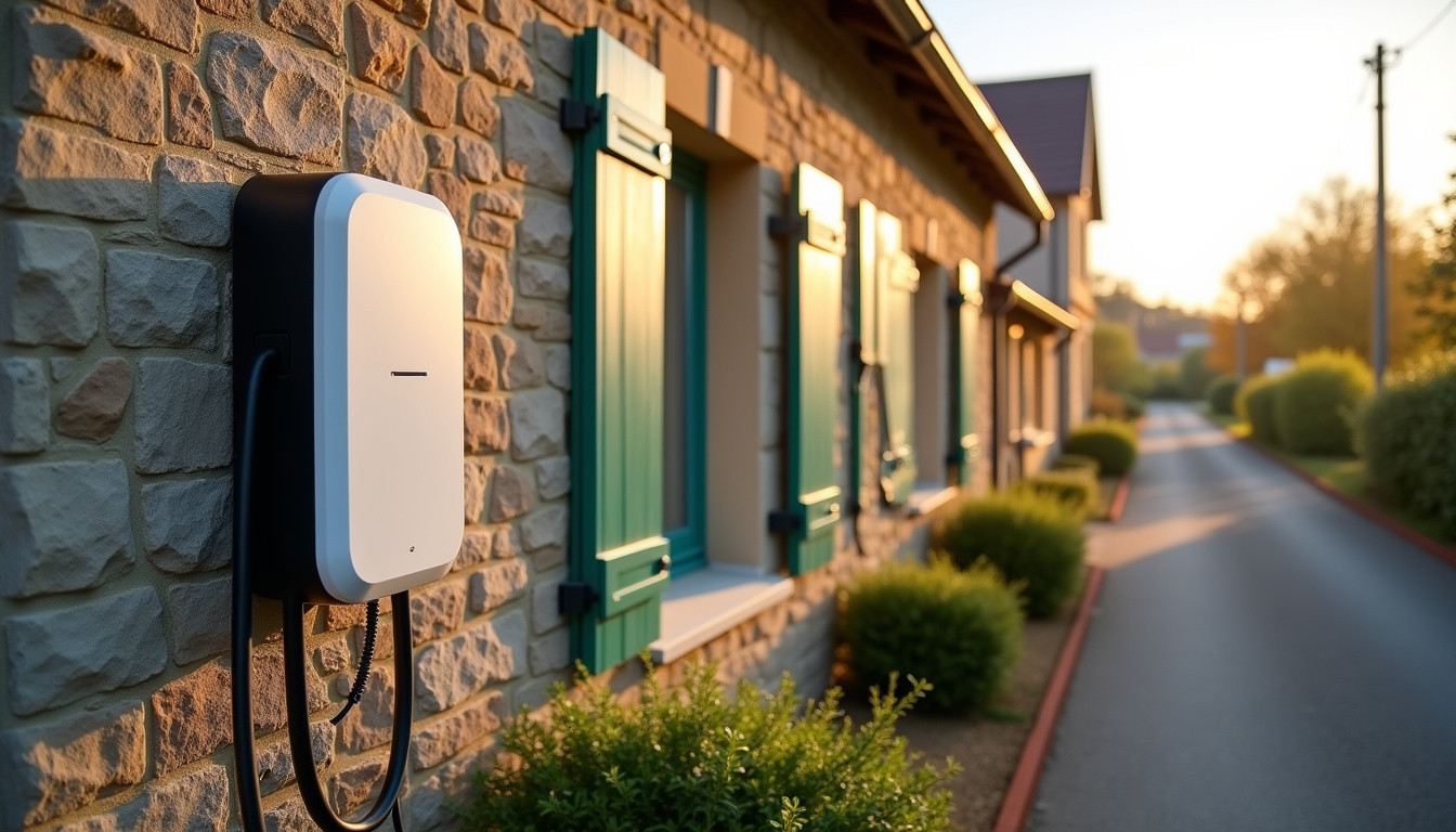 Borne de recharge électrique installée à l'extérieur d'une maison à Guémené-sur-Scorff