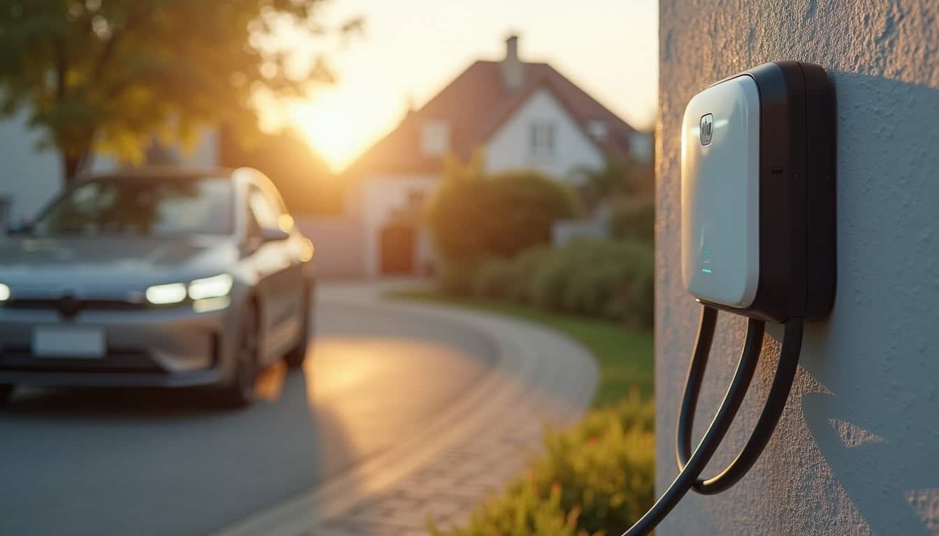 Borne de recharge électrique installée à l'extérieur d'une maison à Hulluch