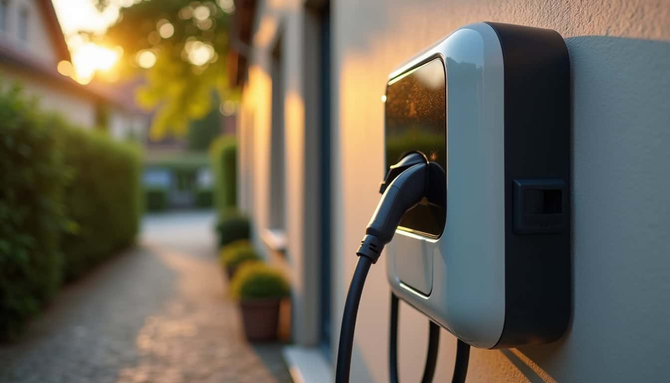 Borne de recharge électrique installée à l'extérieur d'une maison à Incarville