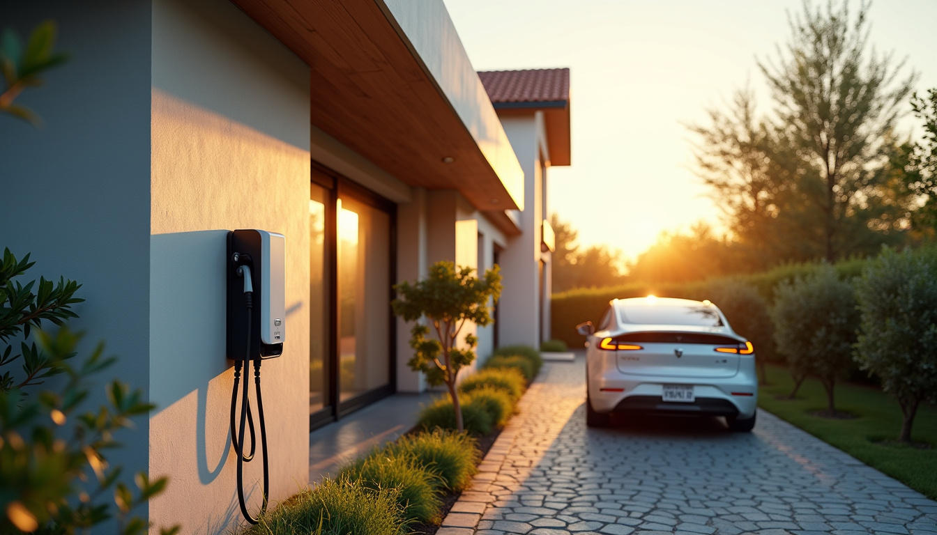 Borne de recharge électrique installée à l'extérieur d'une maison à La Jarrie