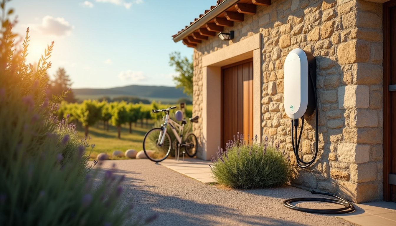 Borne de recharge électrique installée à l'extérieur d'une maison à Neffiès