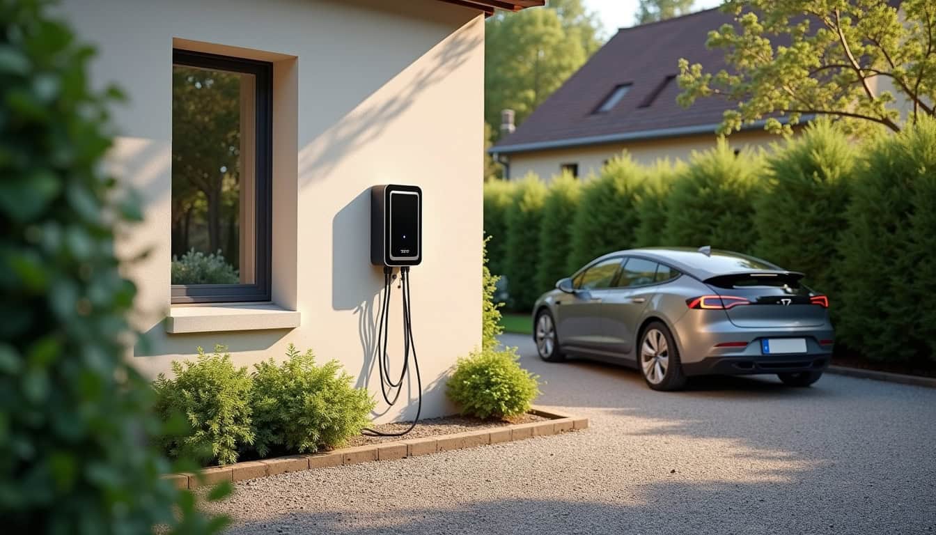 Borne de recharge électrique installée à l'extérieur d'une maison à Saint-Erme-Outre-et-Ramecourt
