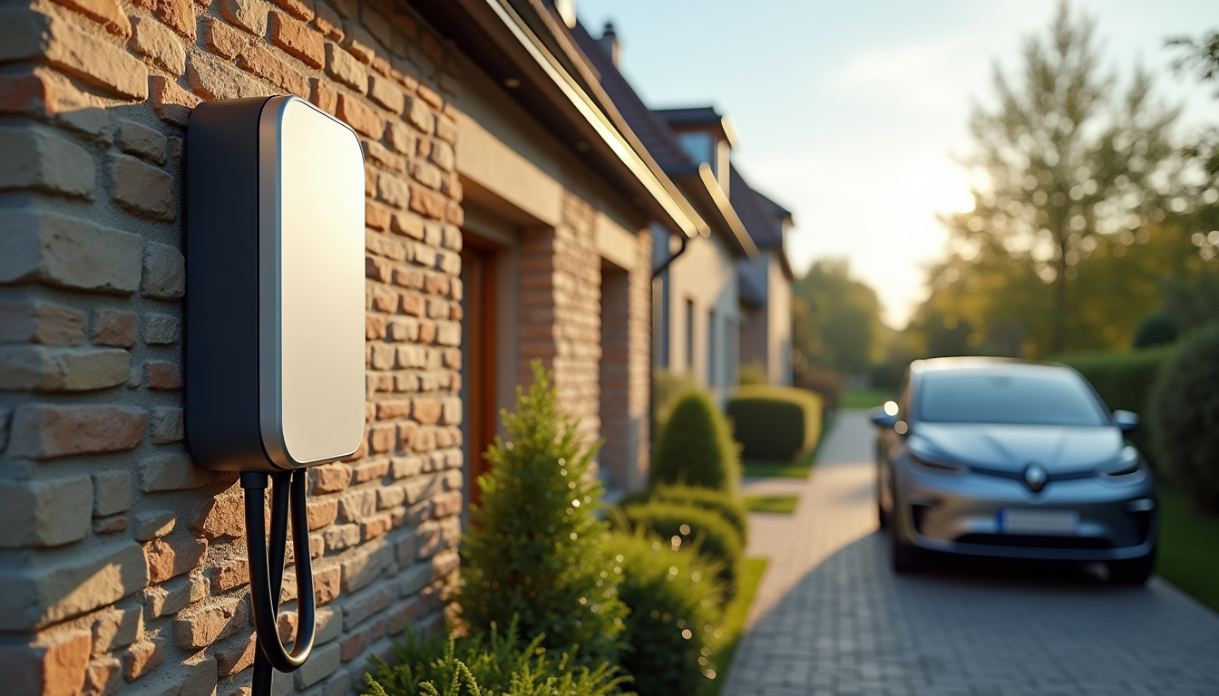 Borne de recharge électrique installée à l'extérieur d'une maison à Sainte-Anne-sur-Brivet