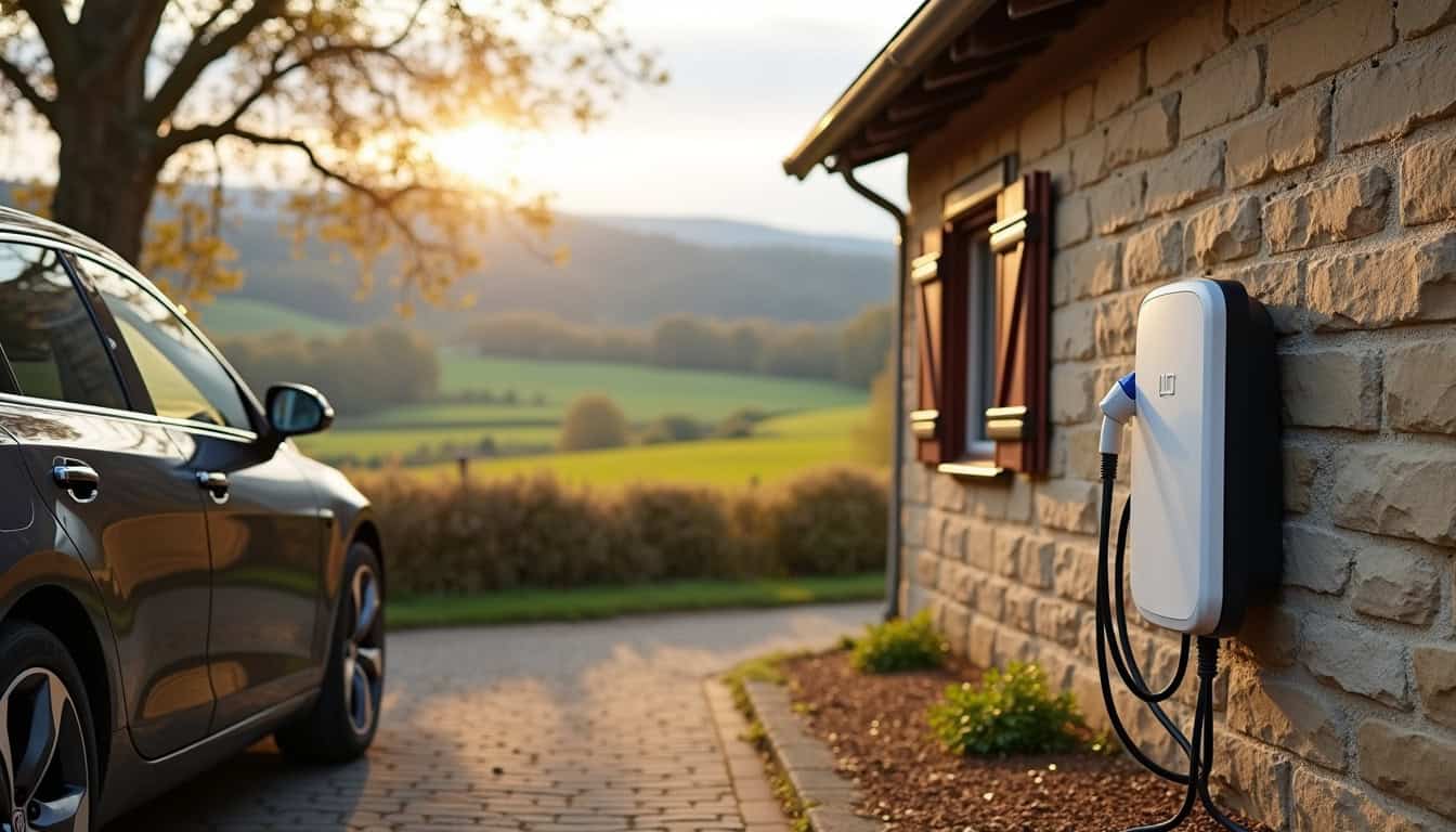 Borne de recharge électrique installée à l'extérieur d'une maison à Schirmeck