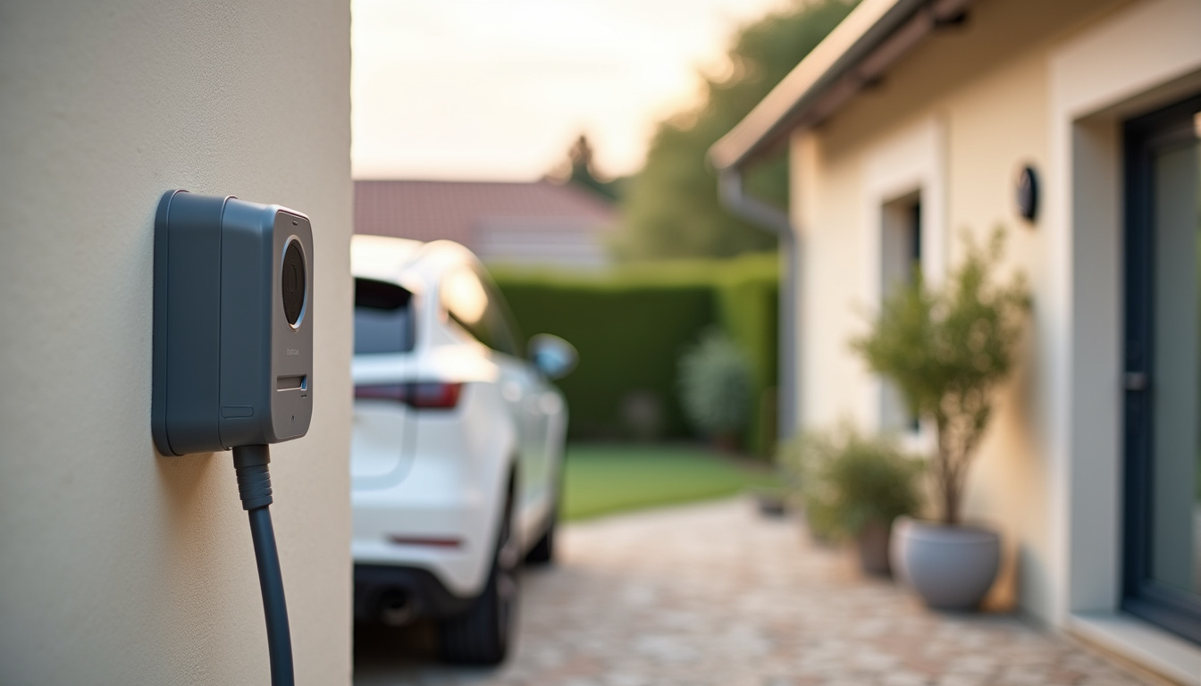 Borne de recharge électrique installée à l'extérieur d'une maison à Véretz