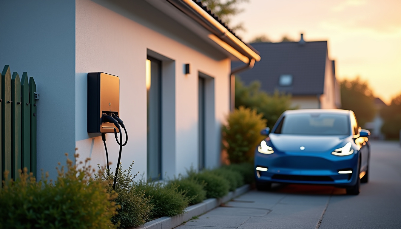 Borne de recharge électrique installée à l'extérieur d'une maison individuelle à Précy-sur-Oise