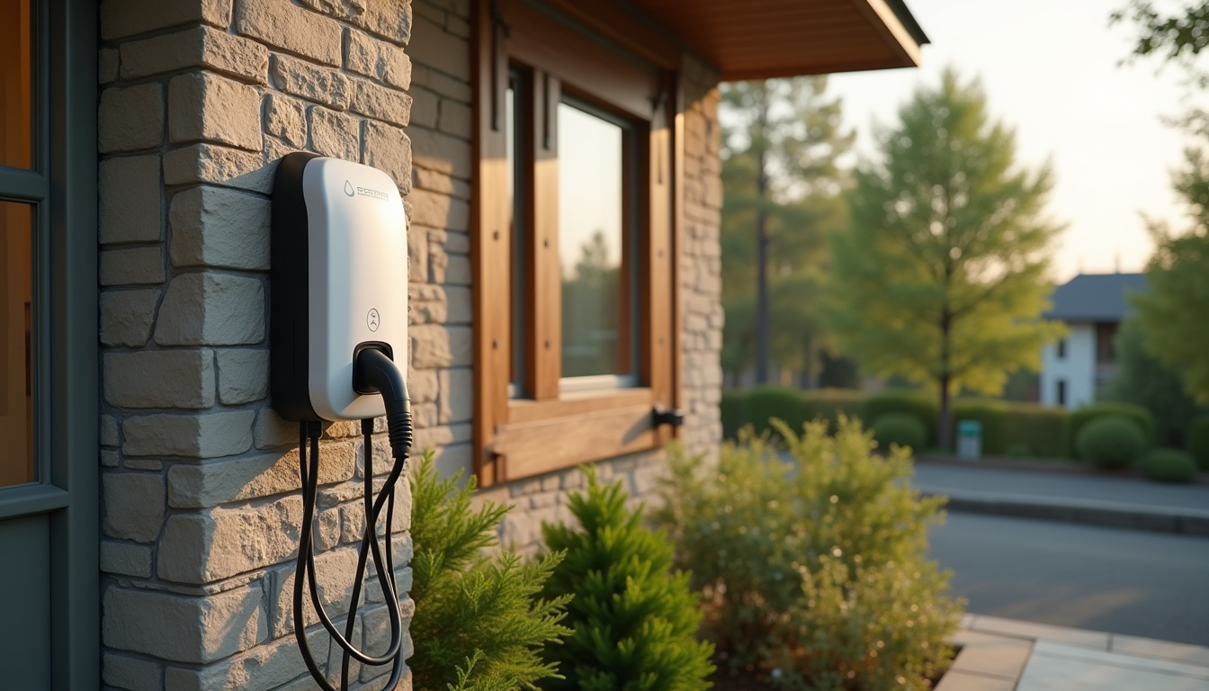 Borne de recharge électrique installée à l'extérieur d'une maison individuelle à Saint-Paul-Cap-de-Joux
