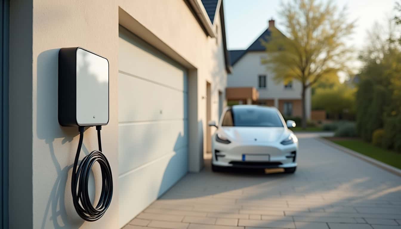 Borne de recharge électrique installée à l'extérieur d'une maison individuelle à Waziers