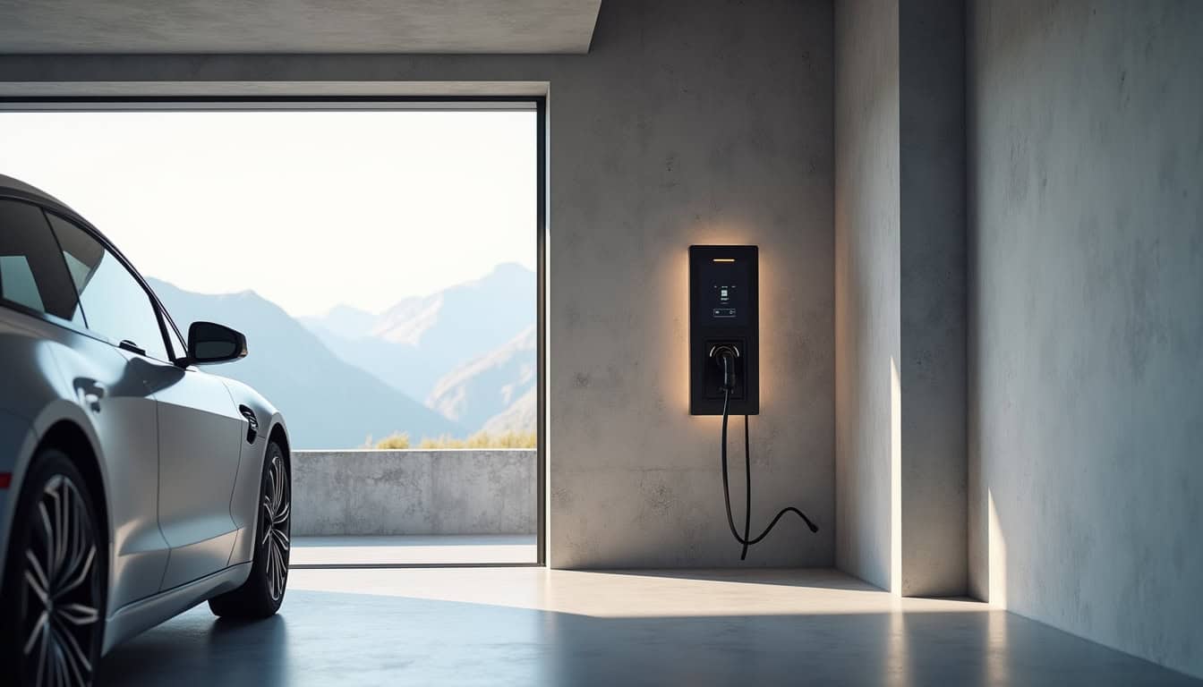 Borne de recharge électrique installée dans un garage à Allevard