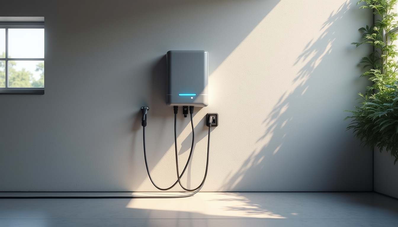 Borne de recharge électrique installée dans un garage à Auzat-la-Combelle