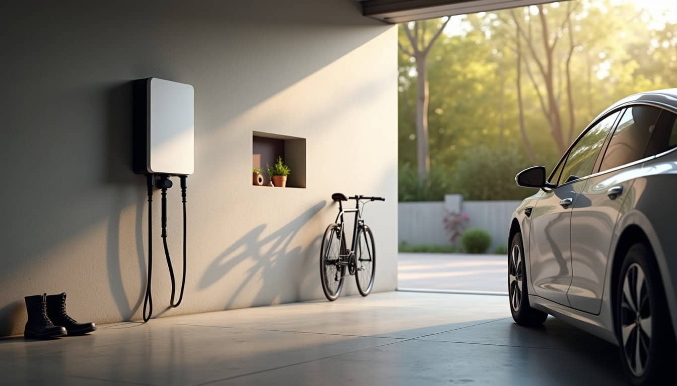 Borne de recharge électrique installée dans un garage à Brumath