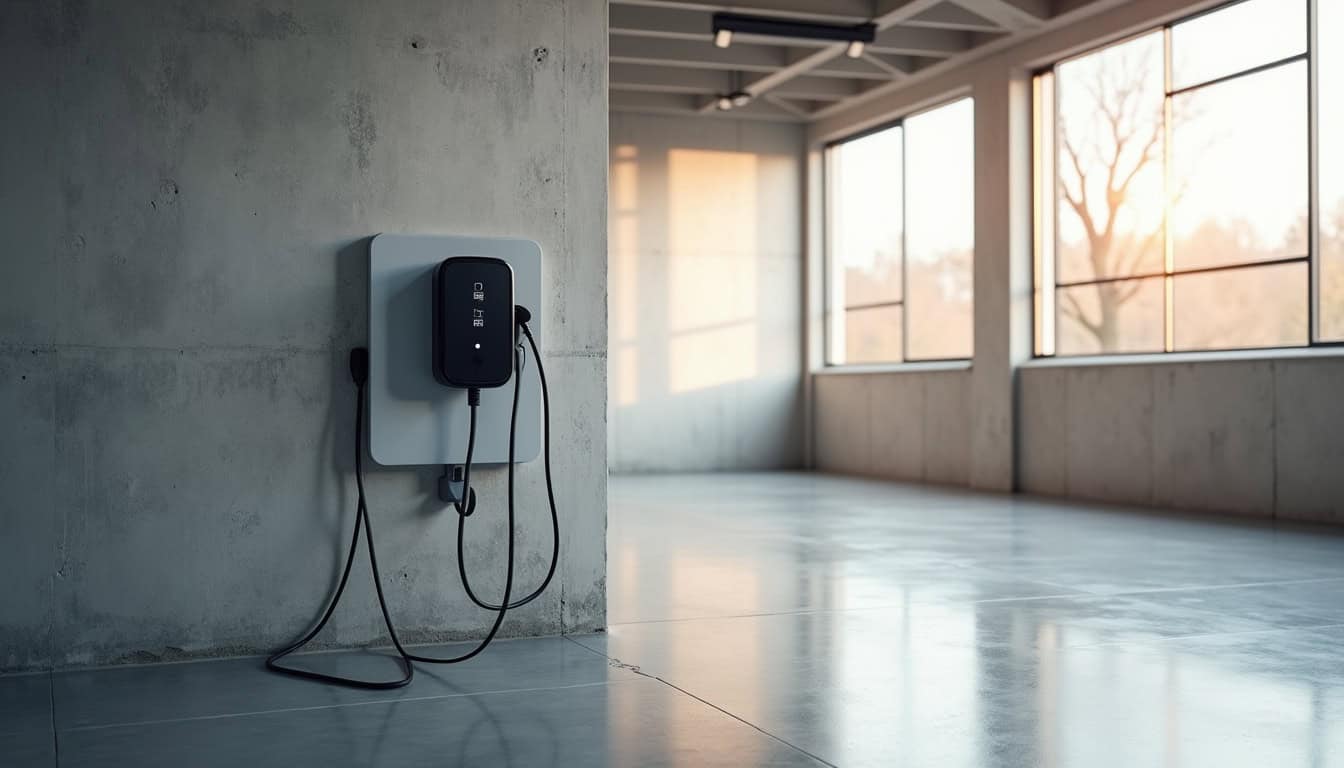 Borne de recharge électrique installée dans un garage à Derval