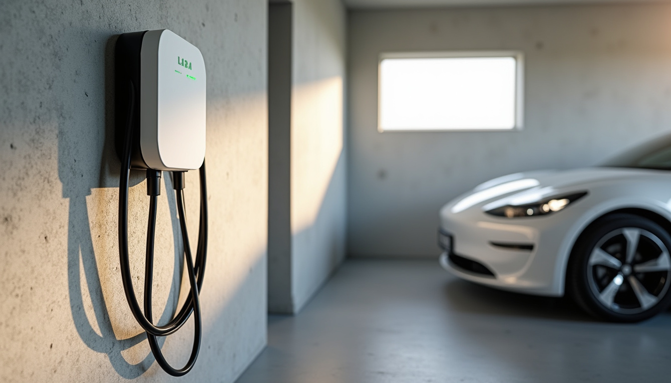 Borne de recharge électrique installée dans un garage à Mandeure