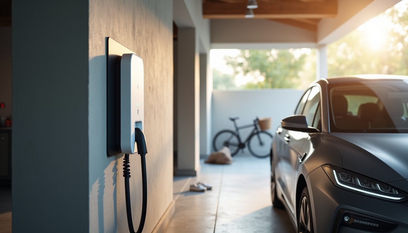 Borne de recharge électrique installée dans un garage à Montoison