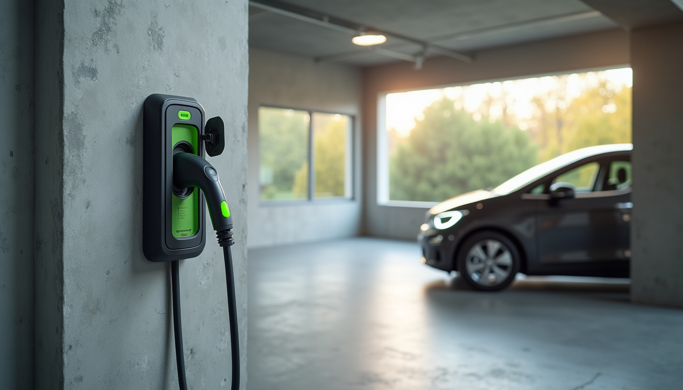 Borne de recharge électrique installée dans un garage à Pierrevert