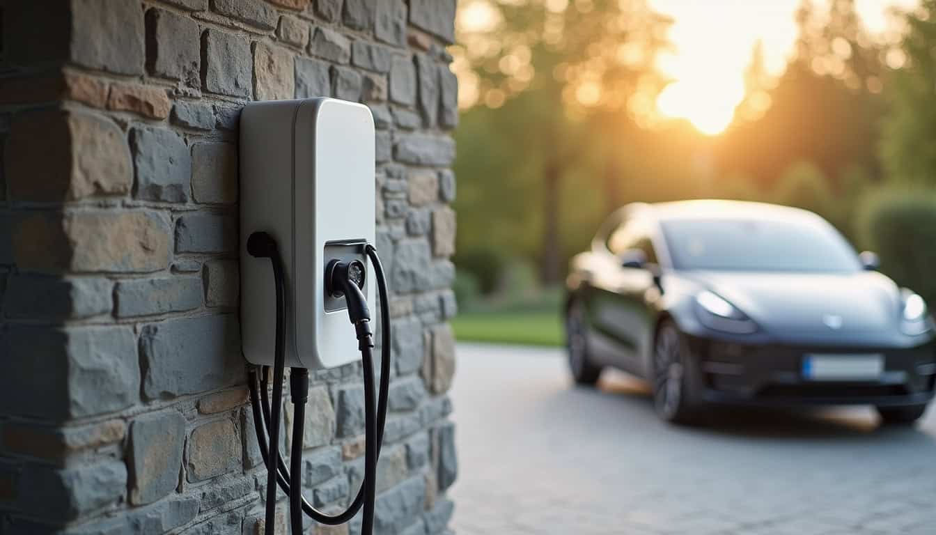 Borne de recharge électrique installée dans un garage privé à Bennwihr