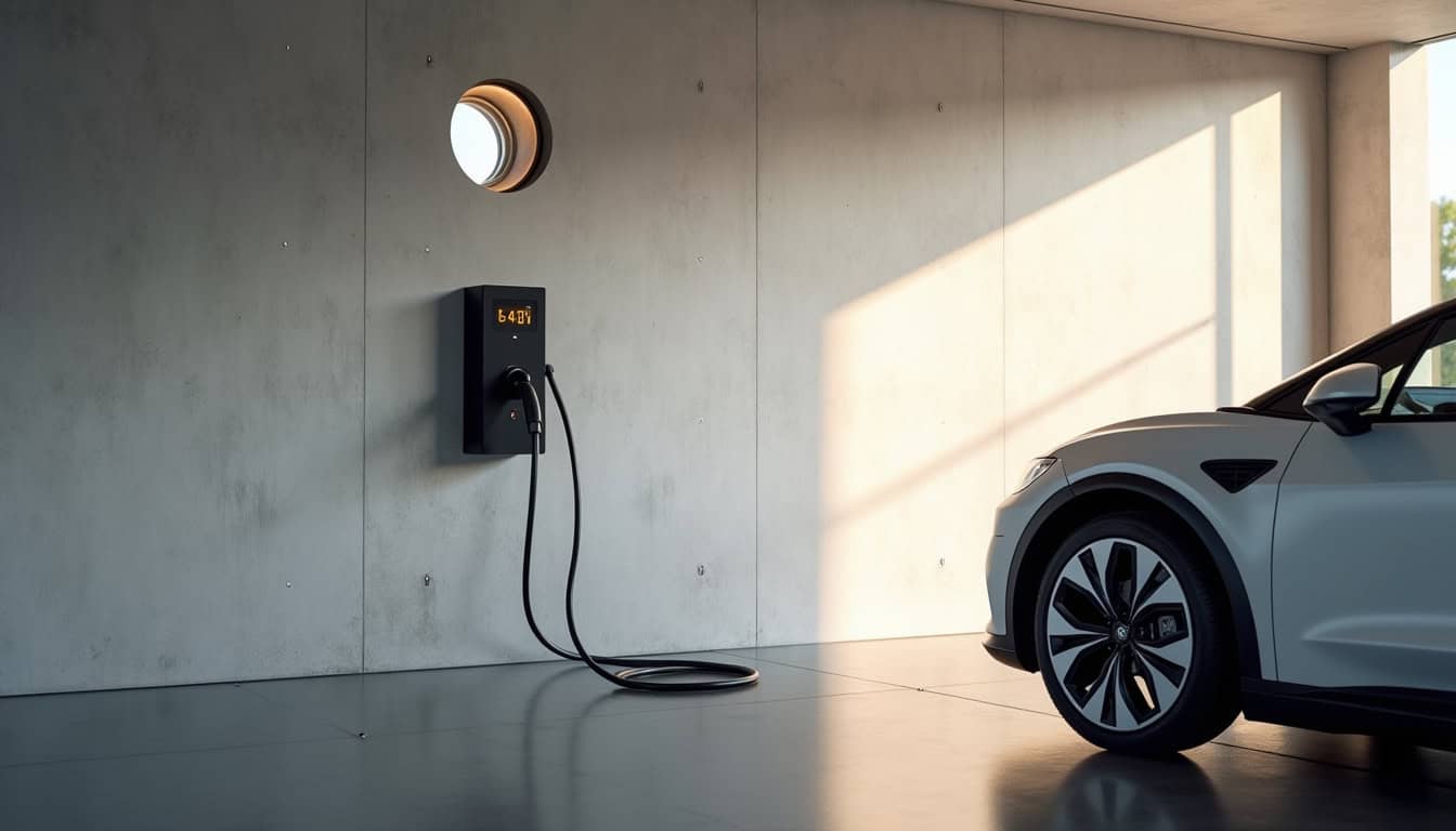 Borne de recharge électrique installée dans un garage privé à Franconville