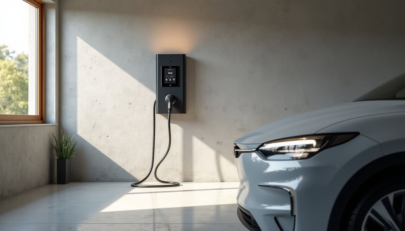 Borne de recharge électrique installée dans un garage privé à Loches