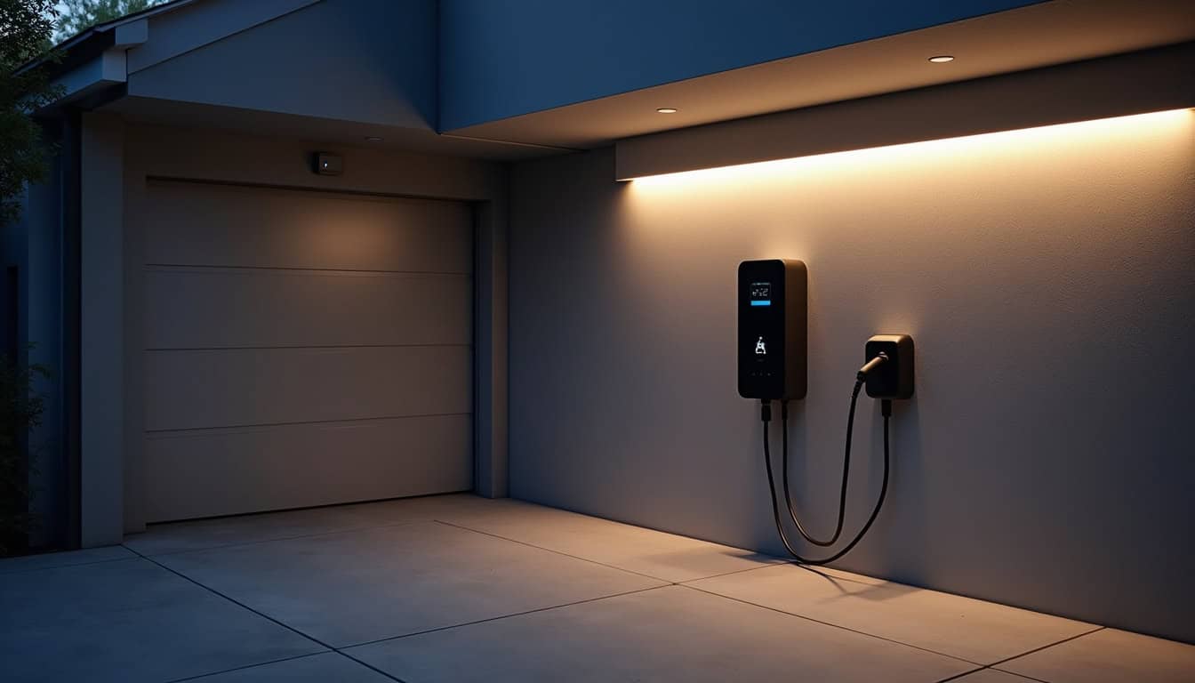 Borne de recharge électrique installée dans un garage privé à Orleix
