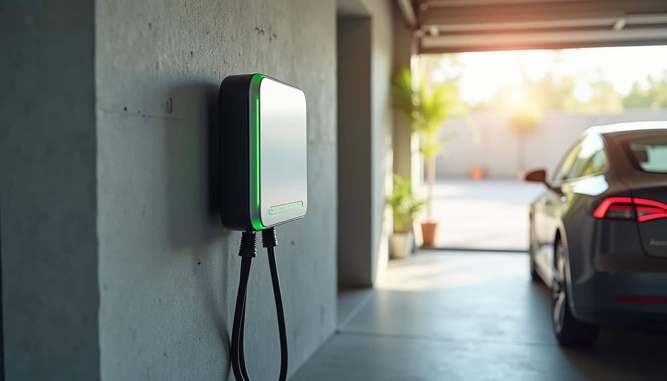 Borne de recharge électrique installée dans un garage privé à Oye-Plage