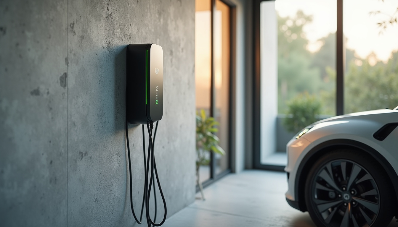 Borne de recharge électrique installée dans un garage privé à Pontfaverger-Moronvilliers