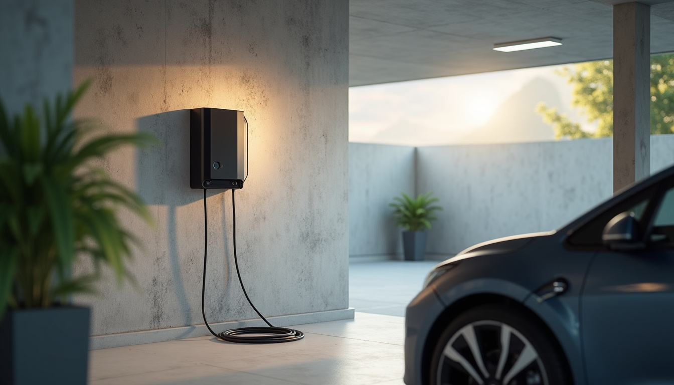 Borne de recharge électrique installée dans un garage privé à Saint-Didier-de-la-Tour