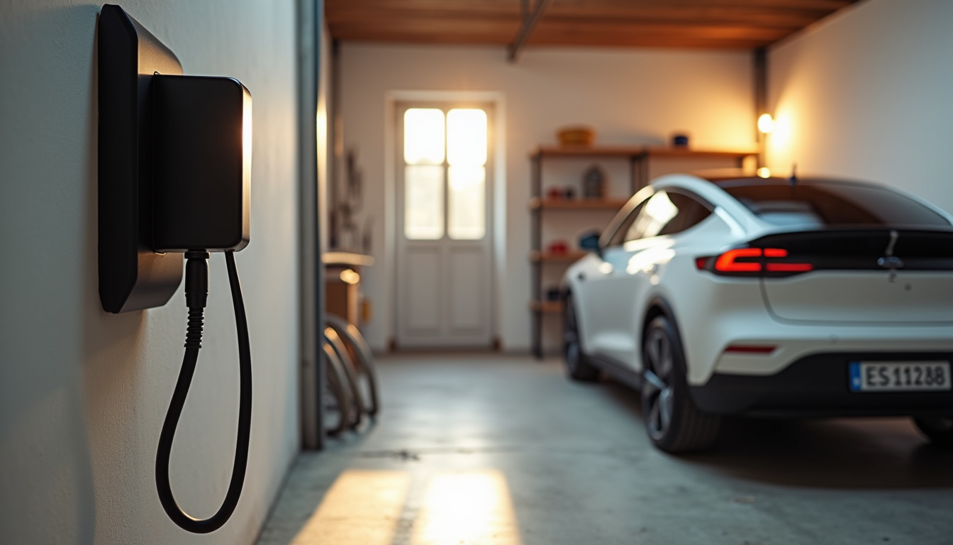 Borne de recharge électrique installée dans un garage privé à Suèvres
