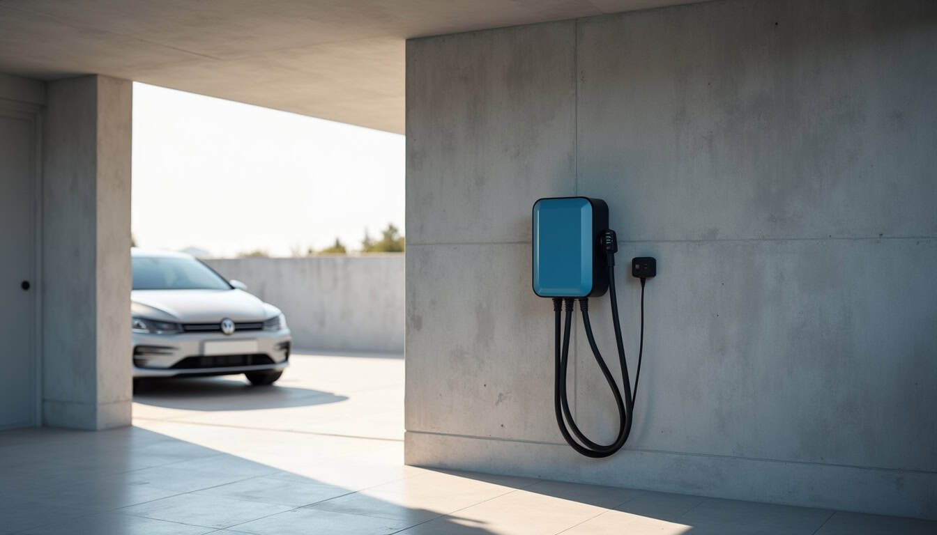 Borne de recharge électrique installée dans un garage résidentiel à La Seyne-sur-Mer