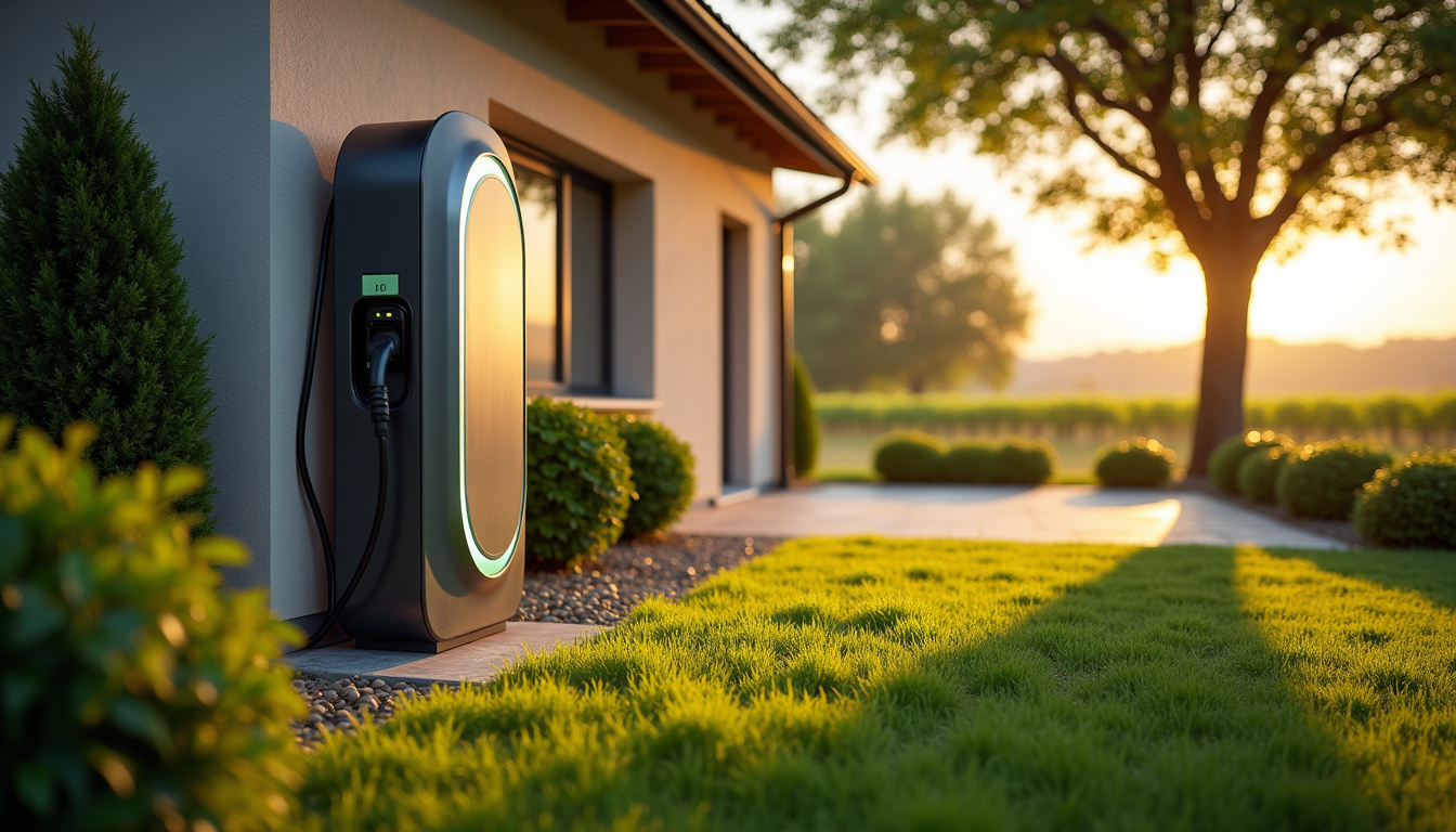 Borne de recharge électrique installée dans un jardin à Beychac-et-Caillau