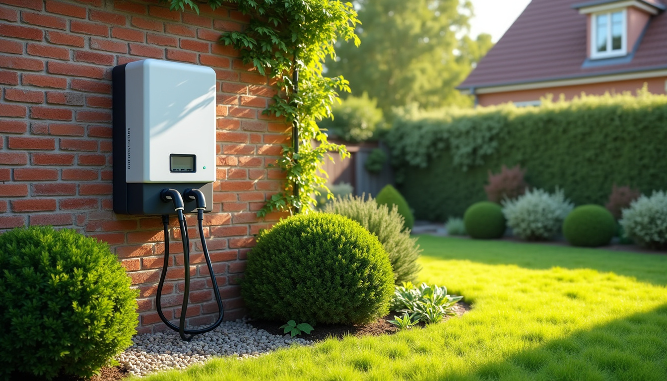 Borne de recharge électrique installée dans un jardin de maison à Livry-sur-Seine