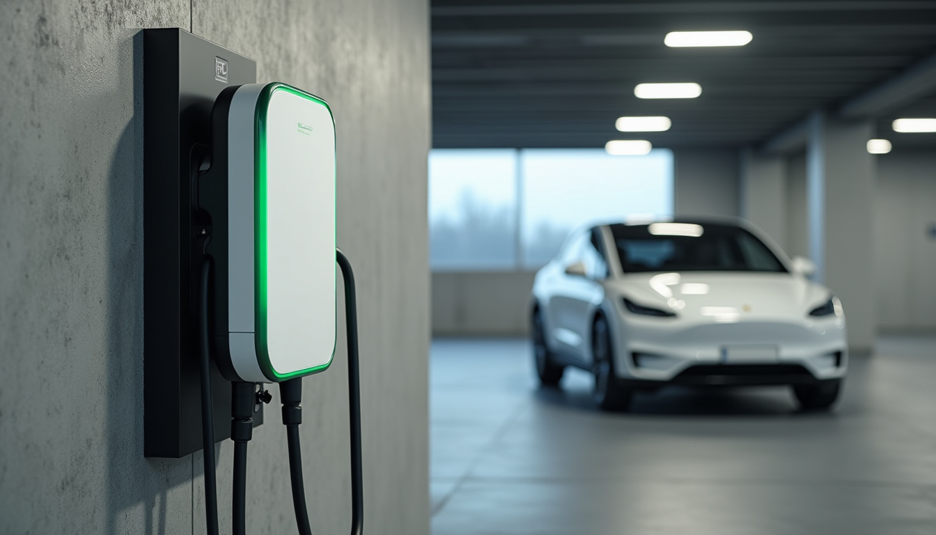 Borne de recharge électrique installée dans un parking d'entreprise à Dammartin-en-Serve