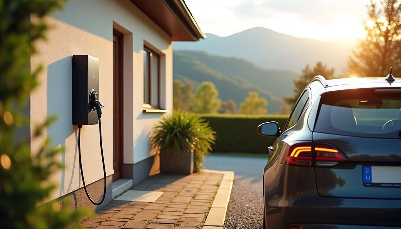Borne de recharge électrique installée dans une maison à Ville-sous-Anjou, Isère