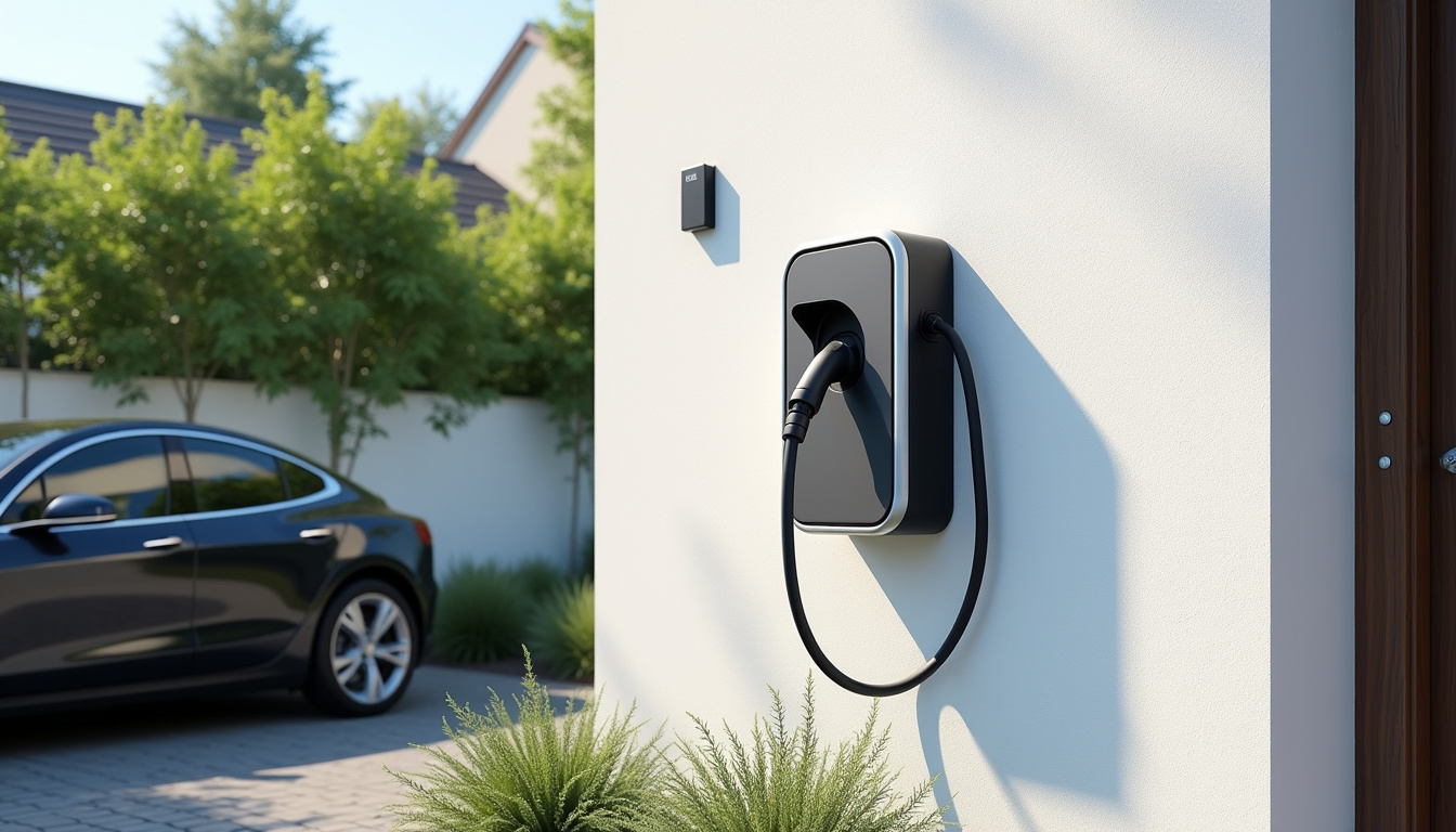 Borne de recharge électrique installée dans une résidence à Dieupentale, en journée