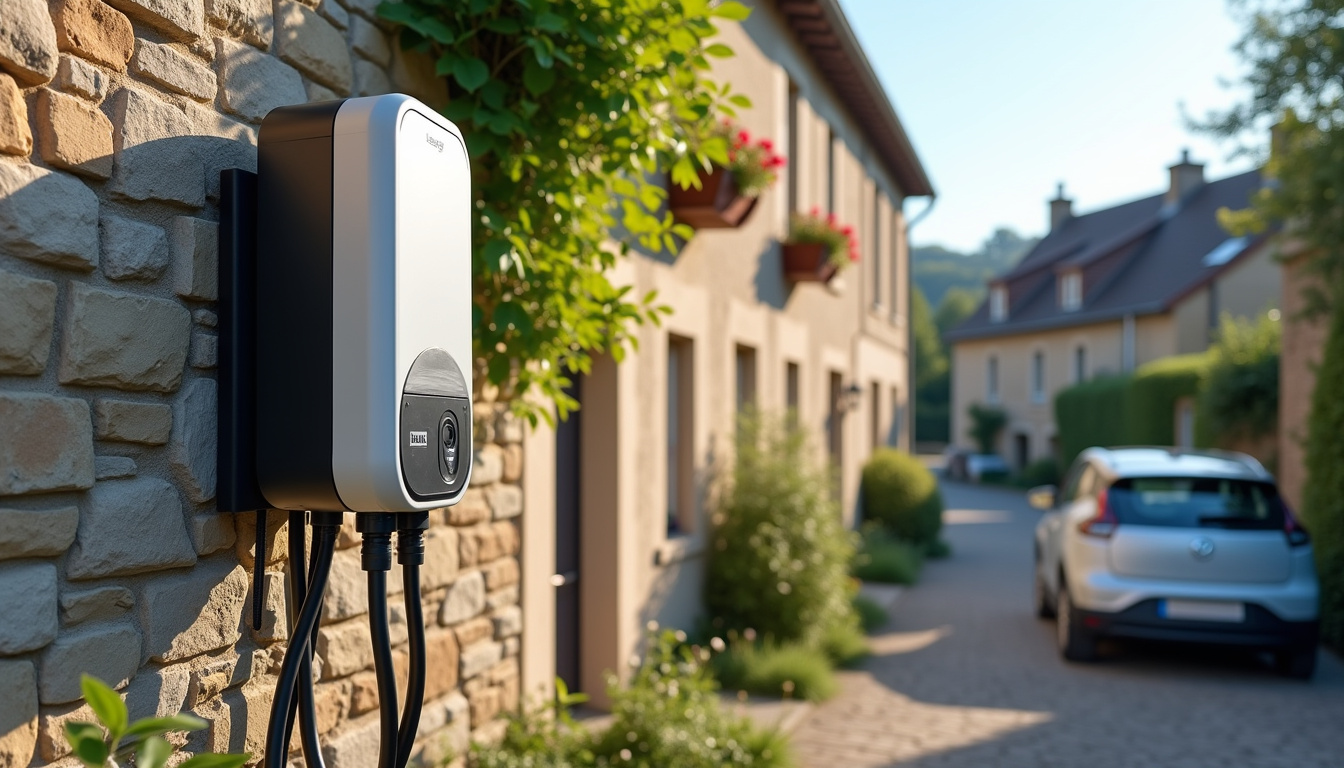 Borne de recharge électrique installée dans une rue de Bierné-les-Villages