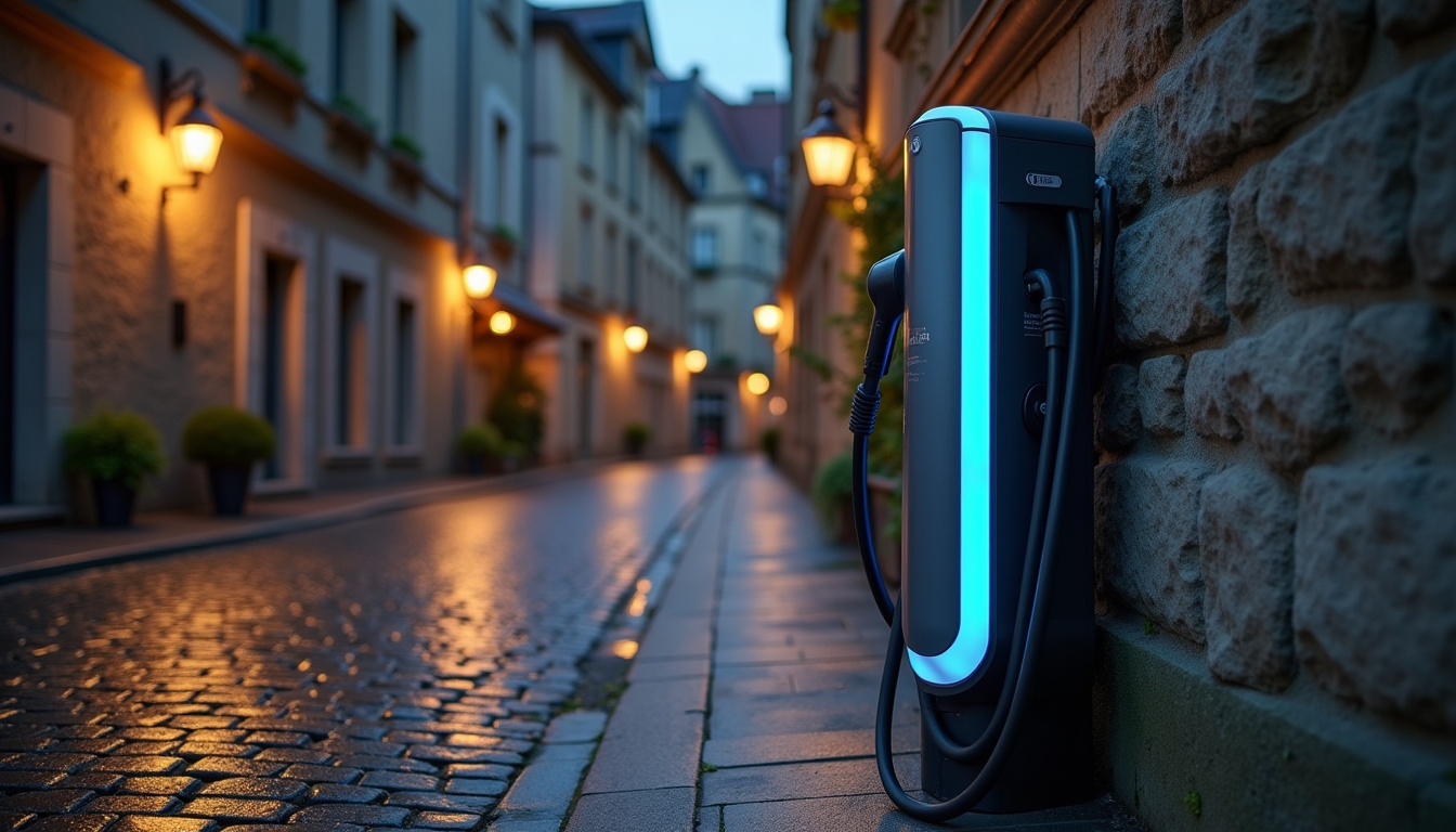 Borne de recharge électrique installée dans une rue résidentielle de Saint-Germain-du-Bois