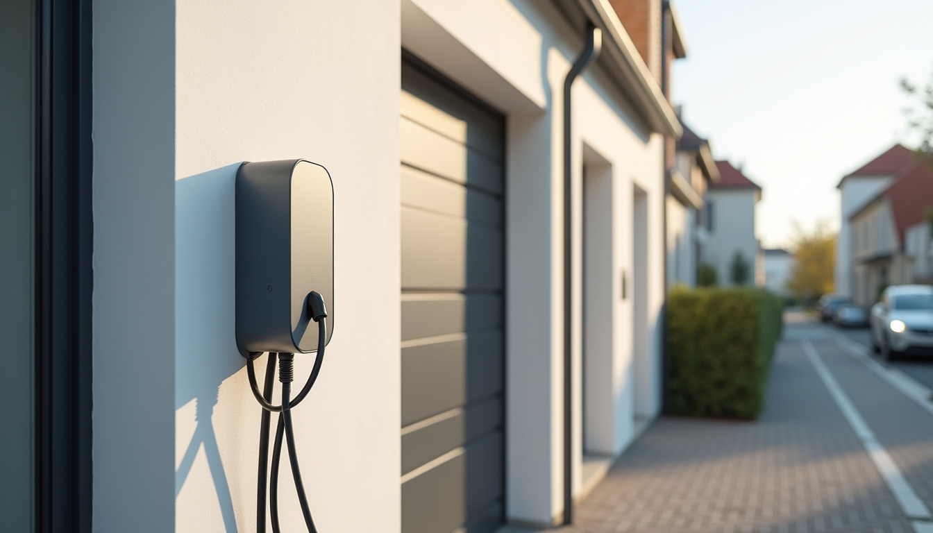 Borne de recharge électrique installée dans une rue résidentielle des Herbiers