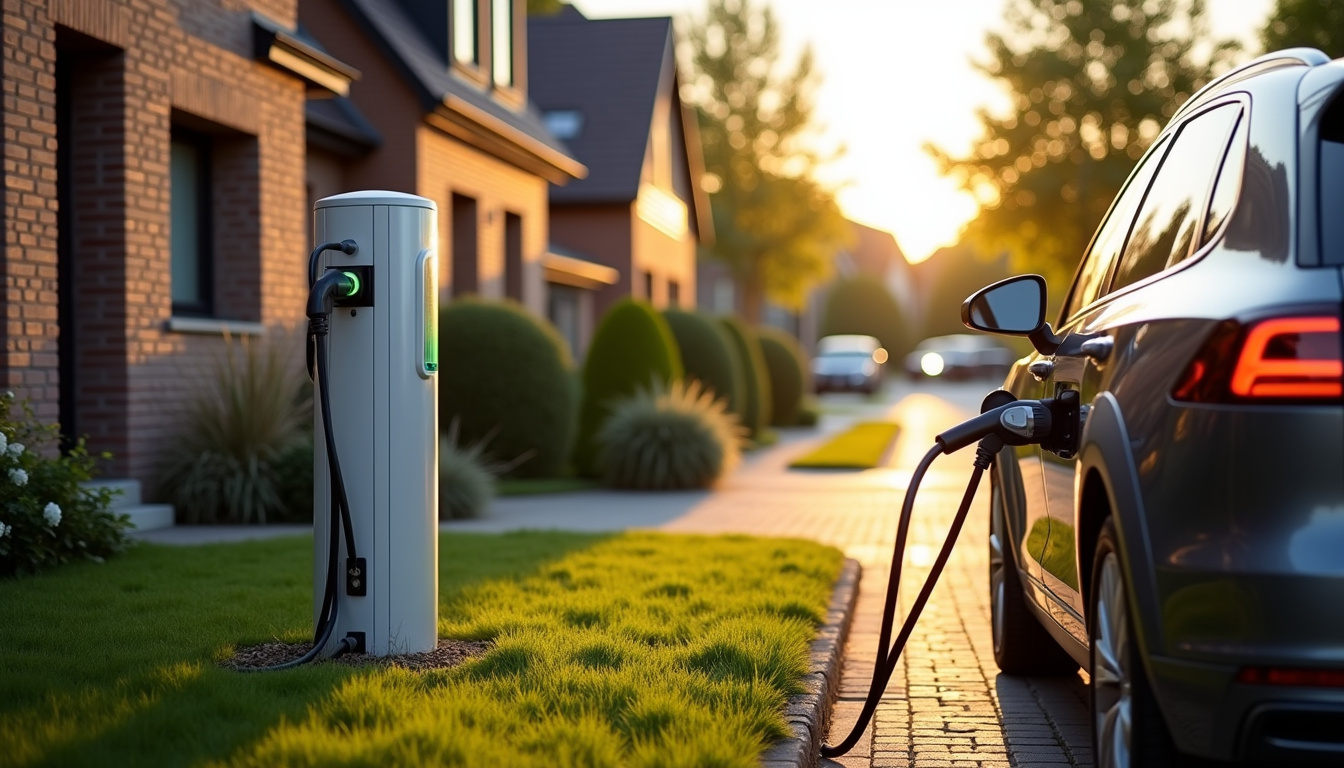 Borne de recharge électrique installée devant un pavillon à Argenteuil