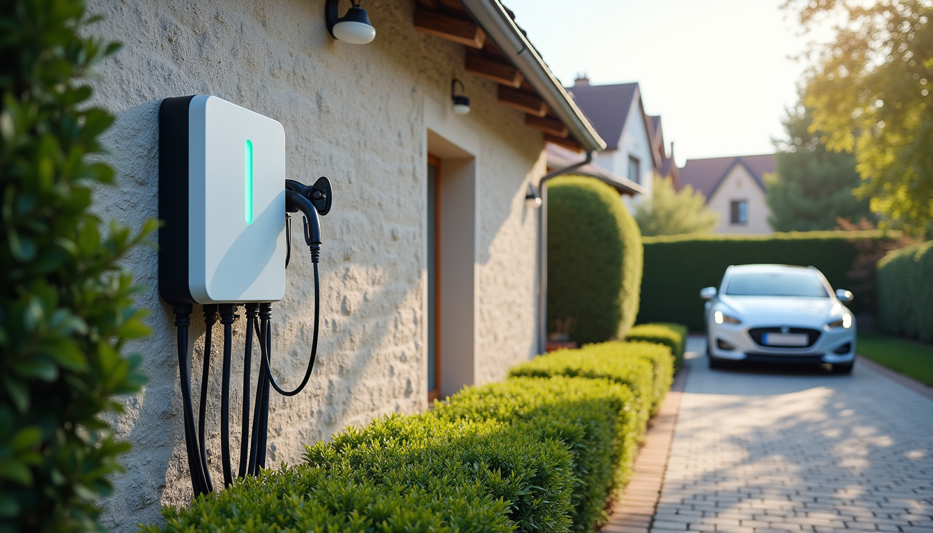 Borne de recharge électrique installée devant un pavillon à Coulans-sur-Gée