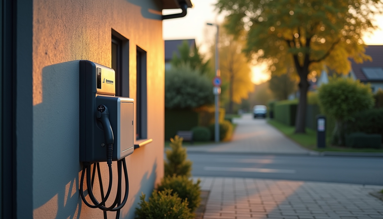 Borne de recharge électrique installée devant une maison à Guewenheim