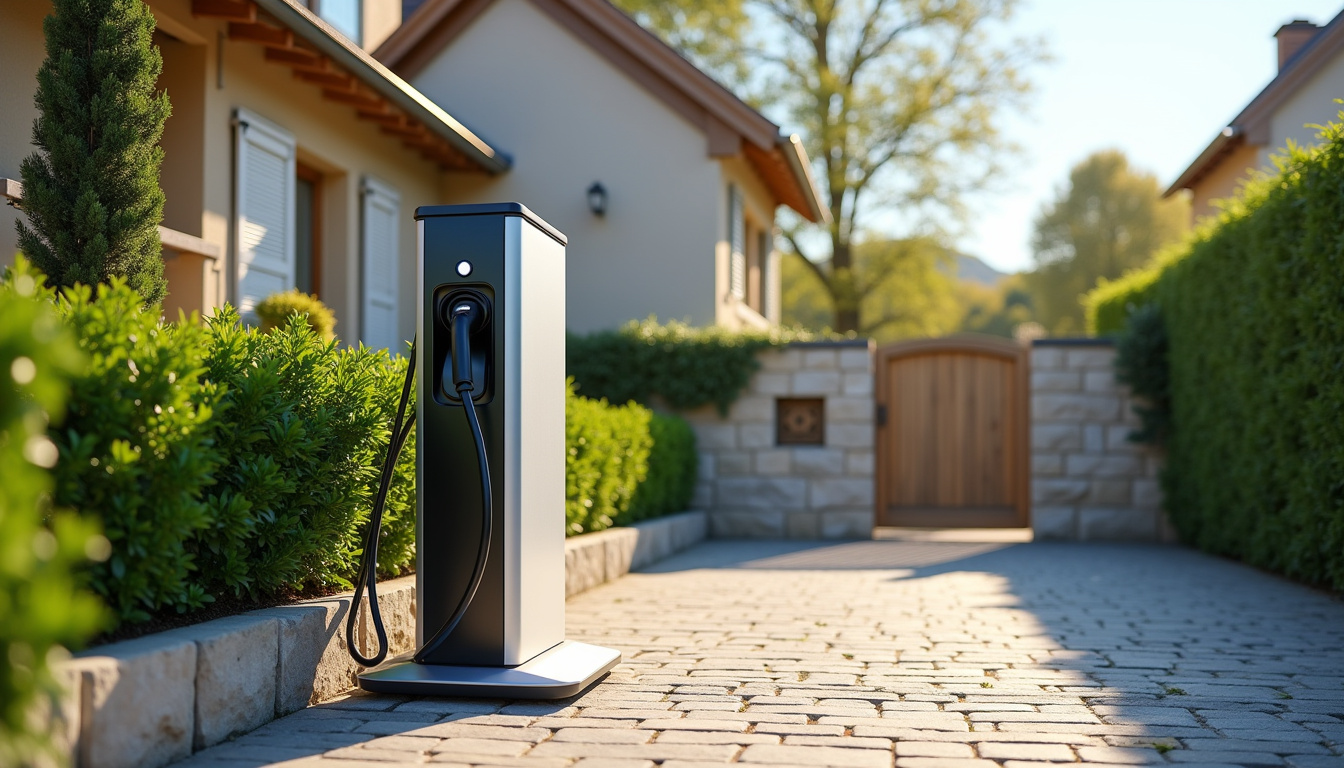 Borne de recharge électrique installée devant une maison à Laplume