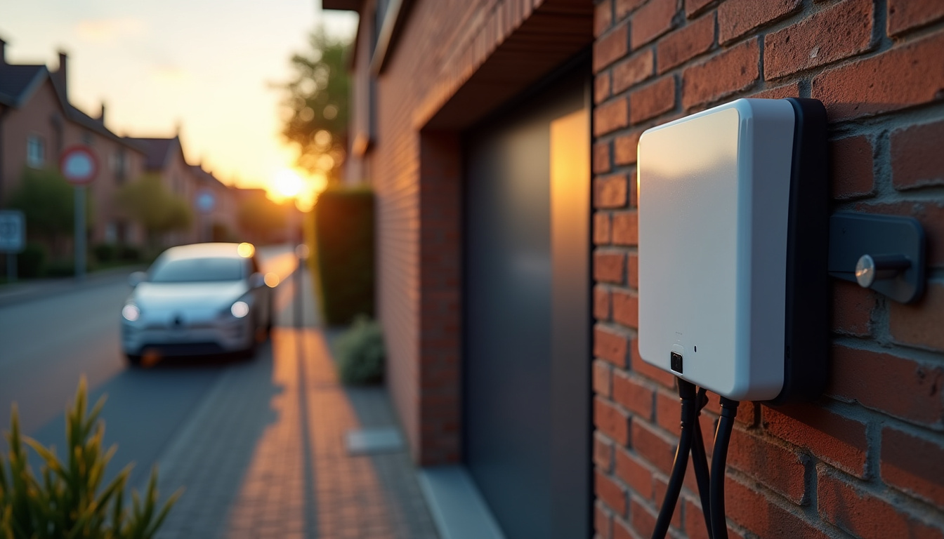 Borne de recharge électrique installée devant une maison à Marquillies